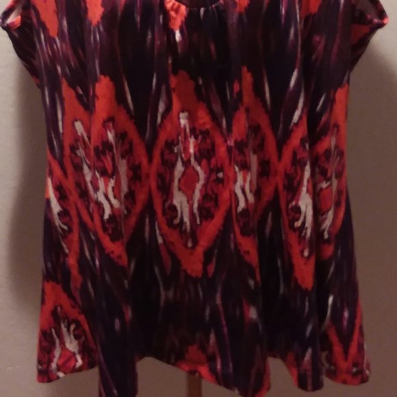 JACLYN SMITH Top - 2X - Boho Print - Natural Beade - Picture 2 of 2